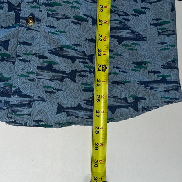 Tallwoods Mens Shirt Medium Blue Element Wear Button Up Short Sleeve Vented Fish - Picture 6 of 10